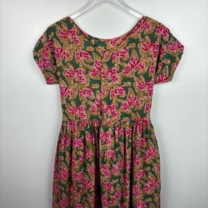 Anokhi Floral Button Front Cotton Dress